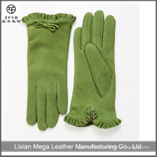Frauen fancy Handschuhe und dunkelgrüne Farbe Wildleder Leder Handschuhe